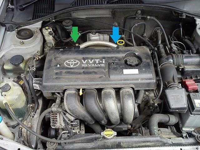 Где находится номер двигателя тойота авенсис 1.8