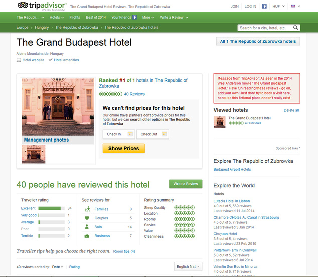 A nemlétező szálloda adatlapjaFotó: Tripadvisor