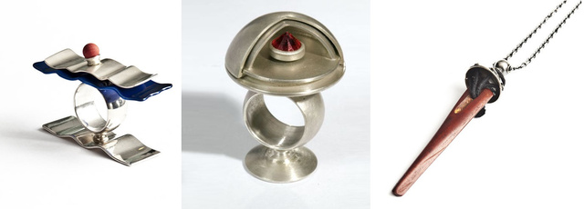 Dávid Attila Norbert munkái, balról jobbra: gyűrű 80.000, gyűrű, 184.000, nyaklánc, 70.000 forint.