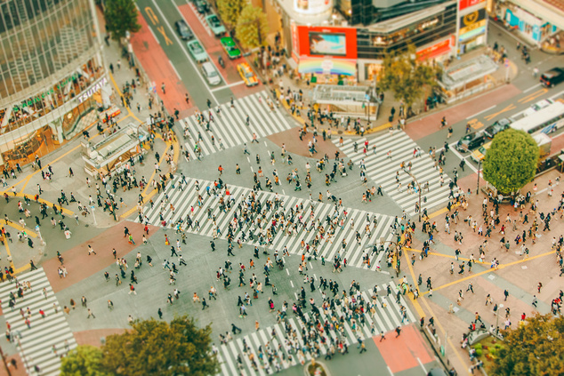 A híres Shibuya 109 kereszteződés