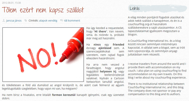 Blogjában őszintén ír hasznos dolgokról