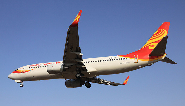 A Hainan Airlines egyik, még nem hulladékolajjal repülő Boeing 737-ese