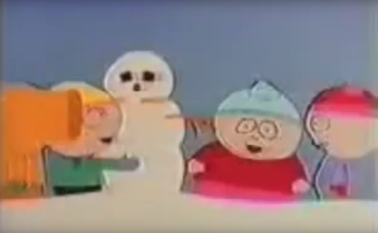 A rajzfilmben még nem nevezték nevükön a későbbi szereplőket, annyit tudni, hogy a Cartmanre hasonlító srácot Kennynek szólították benne