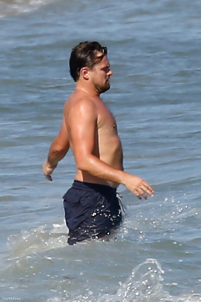 A vízben, ahova DiCaprio ilyen kecsesen szaladt be.
