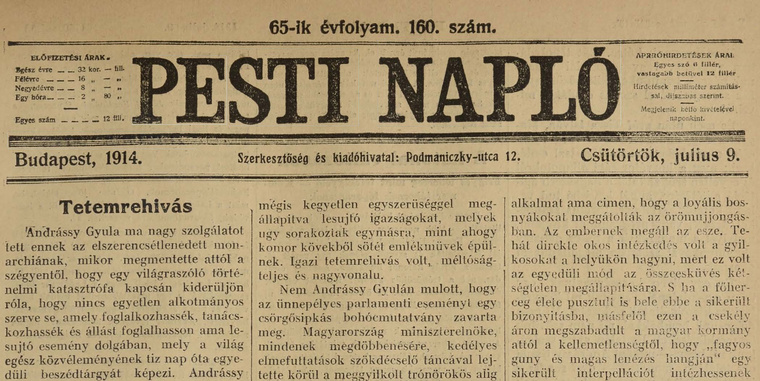 Olvasson bele a 100 évvel ezelőtti hírekbe az Arcanum archívumában, kattintson a képre!