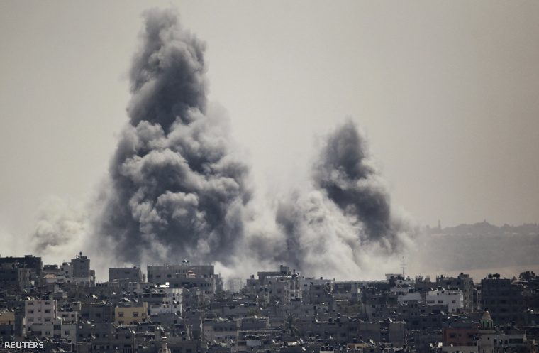 Izraeli rakéták nyoma a gázai övezet keleti részén
