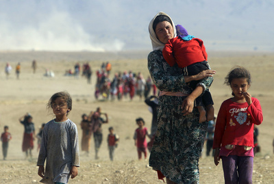 Jezid menekültek a Szindzsár-hegyen