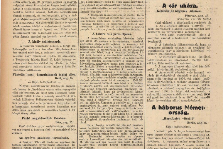 Olvasson bele a 100 évvel ezelőtti újságokba az Arcanum archívumban - kattintson!