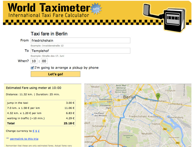 world taxi fares