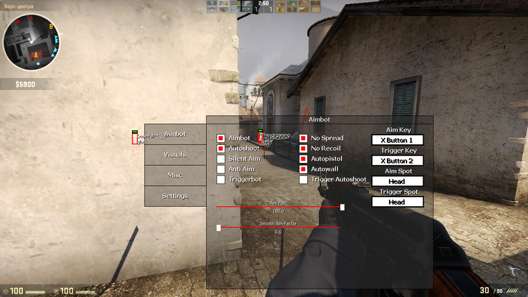 Aimbot csaló "plugin" a Counter-Strike Global Offensive játékban