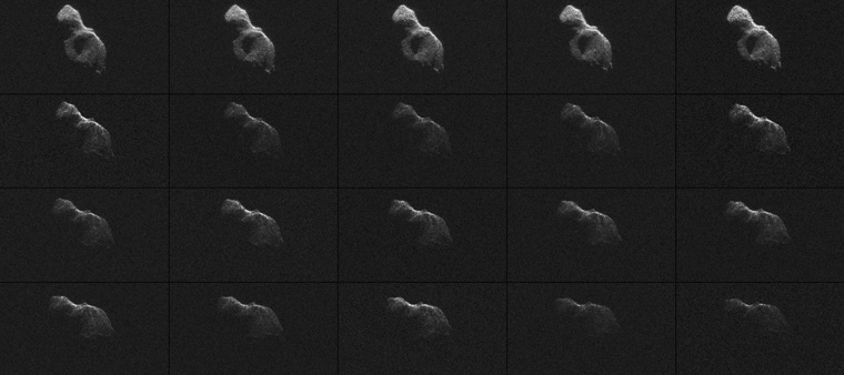 A NASA Goldstone radarja által fotózott, 2014 HQ124 jelű földközeli aszteroida 400 méter hosszú és fele ilyen széles