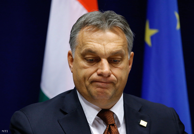 Orbán Viktor a mai sajtótájékoztatón, Brüsszelben
