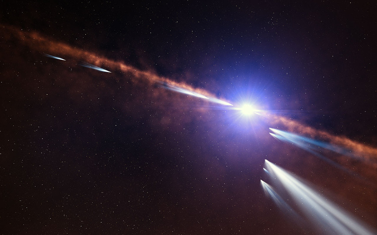 Fantáziarajz a β Pictoris körül keringő üstökösökről.