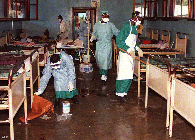 Ebolás betegek egy kikwiti kórház elkülönített termében (1995.)