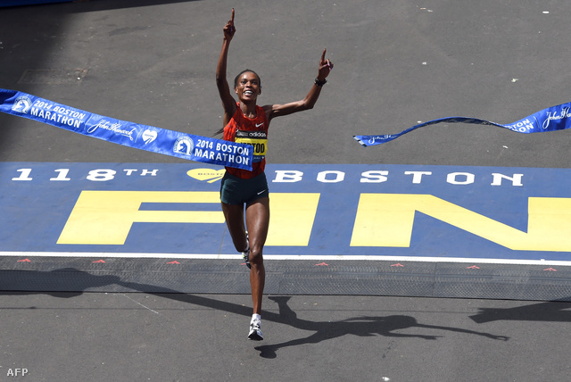 Rita Jeptoo a Boston Marathonon, 2014. április 21-én.