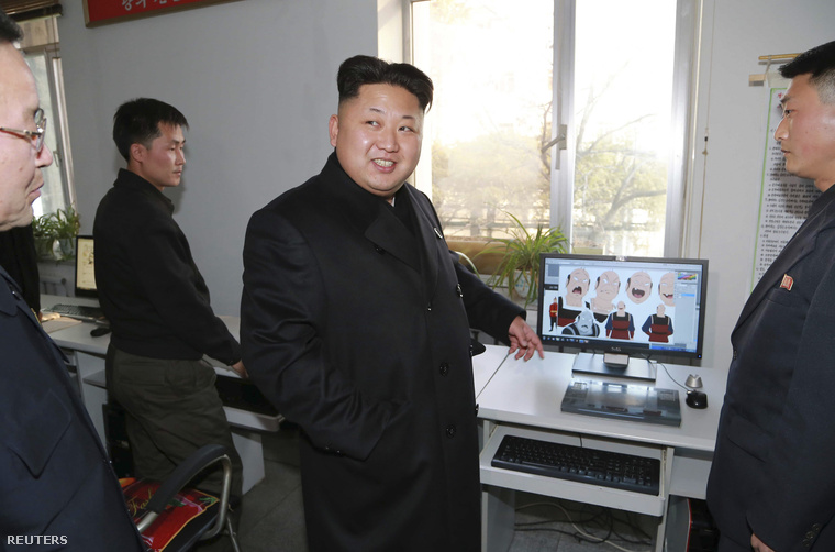 Kim Dzsongun egy Észak-Korea rajzfilmgyárában