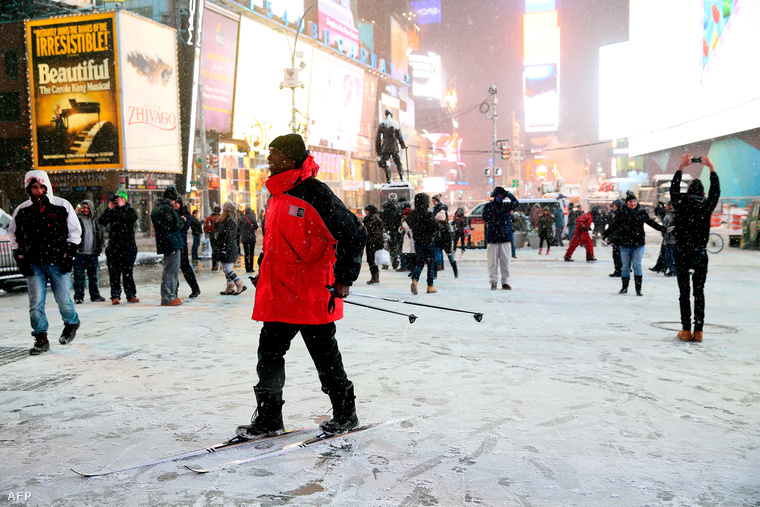 Síléccel a Times Square-en