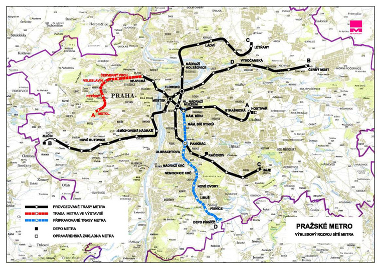 prágai metróvonalak térkép (1)