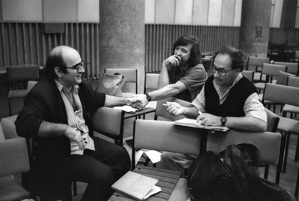 Dömölky János, Zilahy Tamás, ZentaI László, 1989 októberében, egy forgatás szünetében. Szoros barátság fűzte őket össze, többször dolgoztak együtt. 