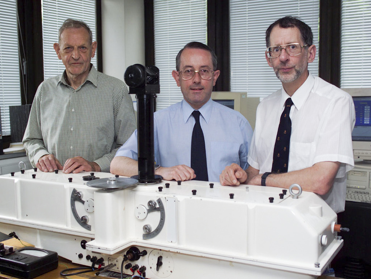 Joe Farman, Brian Gardiner és Jonathan Shaklin, az Antarktisz fölötti ózonréteg elvékonyodásának felfedezői.