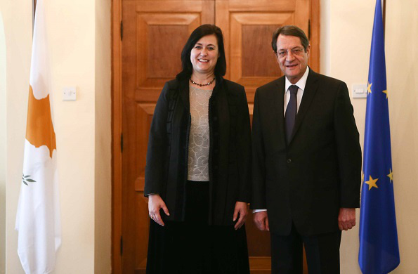 Sándorfi Eszter nagykövet és Nikosz Anasztasziadesz ciprusi köztársasági elnök